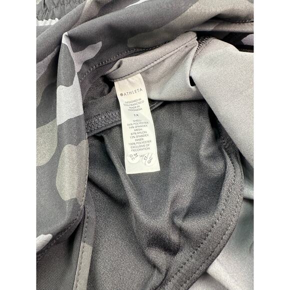 NWOT Athleta 1X Printed Mesh Racer Run Shorts 4” Camo Gray Black - Picture 6 of 9